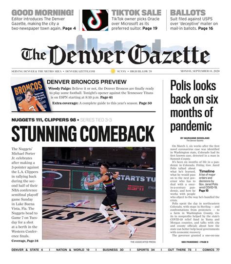 Colorado gazette - The Gazette family of newspapers — Denver Gazette, The Gazette of Colorado Springs and Colorado Politics — earned dozens of journalism awards, including 11 first place finishes and the contest's most prestigious honors, from the Society of Professional Journalists Top of the Rockies 2023 Contest. Denver …